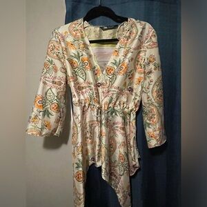 Zara blouse adjustable waist ties